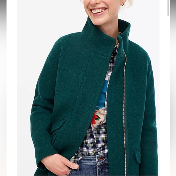 J.Crew Green Cocoon Coat in Italian Stadium-Cloth Wool - Picture 2 of 10